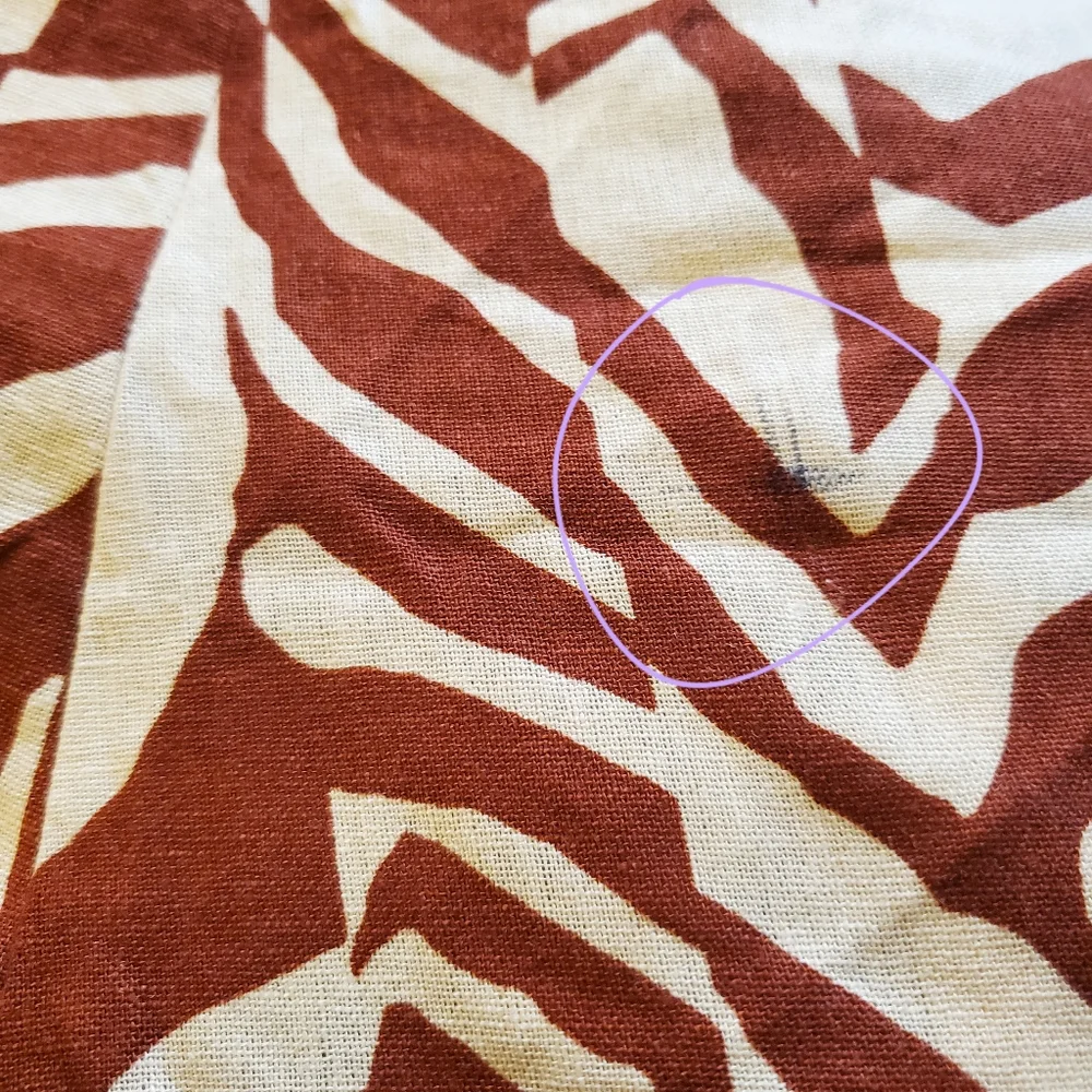 Eloquii Womens Puff Sleeve Ivory Rust Brown Animal Print Linen Dress Size 26 NWT - Picture 8 of 8